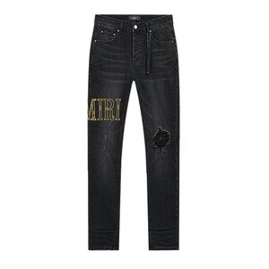 AMIRI Black Jeans with Gold Lettering